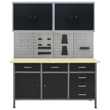 Workbench with Four Wall Panels and Two Cabinets 3053435
