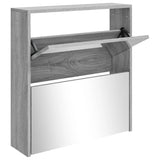 Shoe Cabinet with Mirror 2-Layer Grey Sonoma 63x17x67 cm 342633