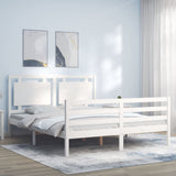Bed Frame without Mattress White 160x200 cm Solid Wood 3194062