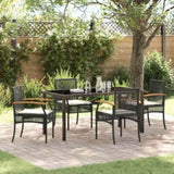 Garden Dining Set with Cushion 5 pcs Black Rattan 3380816