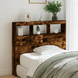 Headboard Cabinet with LED Smoked Oak 120x17x102 cm 839193