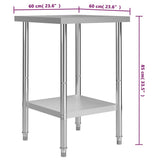 Kitchen Work Table 60x60x85 cm Stainless Steel 51184