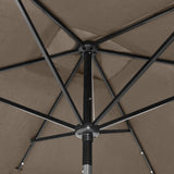 Garden Parasol with LEDs and Steel Pole Taupe 2x3 m 313789