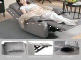 Microfibre Manual Reclining Armchair, with Footrest - Grey T3398P377942