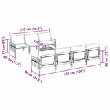 Garden Sofa Set with Cushion 8 pcs Black Steel 3378957