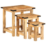ZNTS Nesting Side Tables 3 pcs Solid Rough Wood Mango 358502