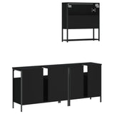 3 Piece Bathroom Furniture Set Black Engineered Wood 3214665