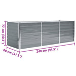 Garden Raised Bed Galvanised Steel 240x80x77 cm Grey 44840
