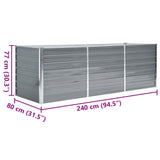 Garden Raised Bed Galvanised Steel 240x80x77 cm Grey 44840