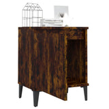 Bed Cabinets with Metal Legs Smoked Oak 40x30x50 cm 813117