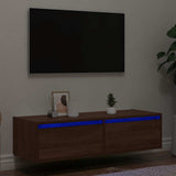 TV Cabinet with LED Lights Brown Oak 100X35.5x25 cm 860244