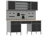 Work Cabinet 7 pcs Black and Grey Engineered Wood and Steel 3321466