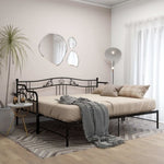 ZNTS Pull-out Sofa Bed Frame without Mattress Black Metal 90x200 cm 324764