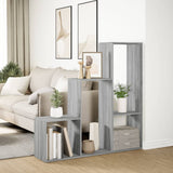 Room Divider Bookcase 3-Tier Grey Sonoma 123x29x123 cm Engineered Wood 857990