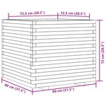 ZNTS Garden Planter 80x80x72 cm Solid Wood Pine 3282624