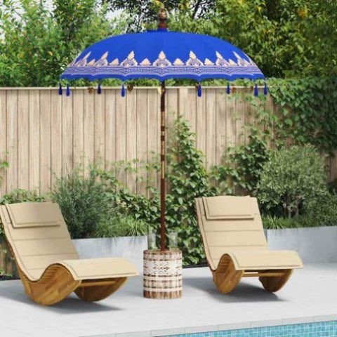 Balinese Parasol Blue 180-190 cm Cotton, solid wood 3356893