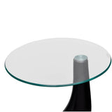 Coffee Table High-Gloss Black Fiberglass and Tempered Glass Small 240321