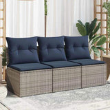 Garden Sofa with Cushion 7 pcs Grey and beige Poly rattan 366166