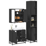 ZNTS 3 Piece Bathroom Furniture Set Black Engineered Wood 3301075