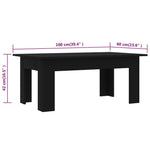 ZNTS Coffee Table Black 100x60x42 cm Engineered Wood 801180