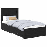 Bed Frame with Headboard Black Oak 90 x 200 cm Engineered Wood 3410036
