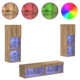 TV Wall Unit Wall-mounted 6 pcs Artisan Oak Engineered Wood 3402930