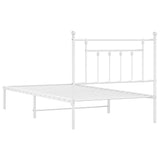 Bed Frame White Powder-Coated Steel Single Bed Frame 353580
