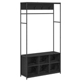Coat Stand with Shoes Bench Black Oak 100 x 32 x 180.5 cm 8012032