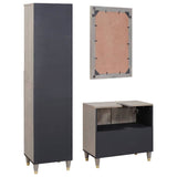 Bathroom Cabinet Set with Drawer 3 pcs Grey Solid Mango Wood 3310154