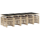 15 Piece Garden Dining Set with Cushions Beige Poly Rattan 3210816