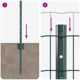 Fence with Posts Green 0.4 x 25 m Steel 3336009