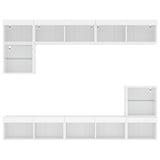 8 Piece TV Wall Units with LED White Engineered Wood 3216668