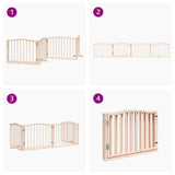 Dog Gate with Door Foldable 4 Panels 320 cm Poplar Wood 352209
