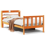 Bed Frame with Headboard without Mattress Wax Brown 75x190 cm Small Single 3306590