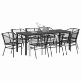 Garden Dining Set 9 pcs Black Poly Rattan 3380896