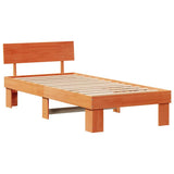 Bed Frame with Headboard Wax Brown 75 x 190 cm Solid Pine Wood 872595