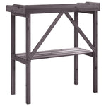 Plant Table with Shelf Grey 78x38x82.5 cm Solid Wood Fir 156351