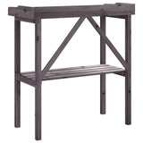 Plant Table with Shelf Grey 78x38x82.5 cm Solid Wood Fir 156351