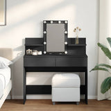 Dressing Table with LED Black 100x40x130 cm 848200