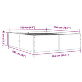 Bed Frame without Mattress Grey Sonoma 160x200 cm 3280914