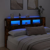 LED Headboard Smoked Oak 180x18.5x103.5 cm Engineered Wood 837362