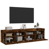 TV Wall Cabinets with LED Lights 2 pcs Smoked Oak 80x30x40 cm 837206