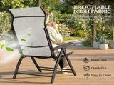 Reclining Garden Chairs Set of 2, 5-Position Folding Sun Loungers with High Back, Retractable T3398P552589