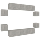 8 Piece TV Cabinet Set Concrete Grey Engineered Wood 3114217