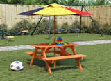 Picnic Table for 4 Kids with Umbrella Hole Solid Wood Fir 4008984