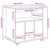 Rolling Cabinet Artisan Oak 60x45x60 cm Engineered Wood 856663