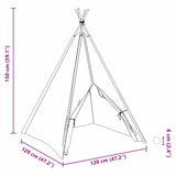 Teepee Tent White 120 x 120 x 150 cm Fabric and Plastic 3385871