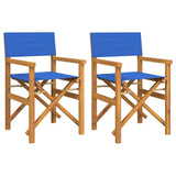 Folding Director's Chairs 2 pcs Blue Solid Wood Teak 4008514