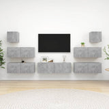7 Piece TV Cabinet Set Concrete Grey Engineered Wood 3079133
