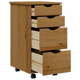 Rolling Cabinet with Drawers MOSS Honey Brown Solid Wood Pine 355903